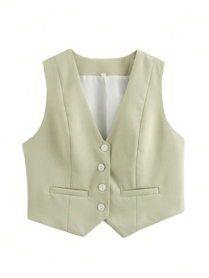 Cropped Suit Vest | Wovetsa