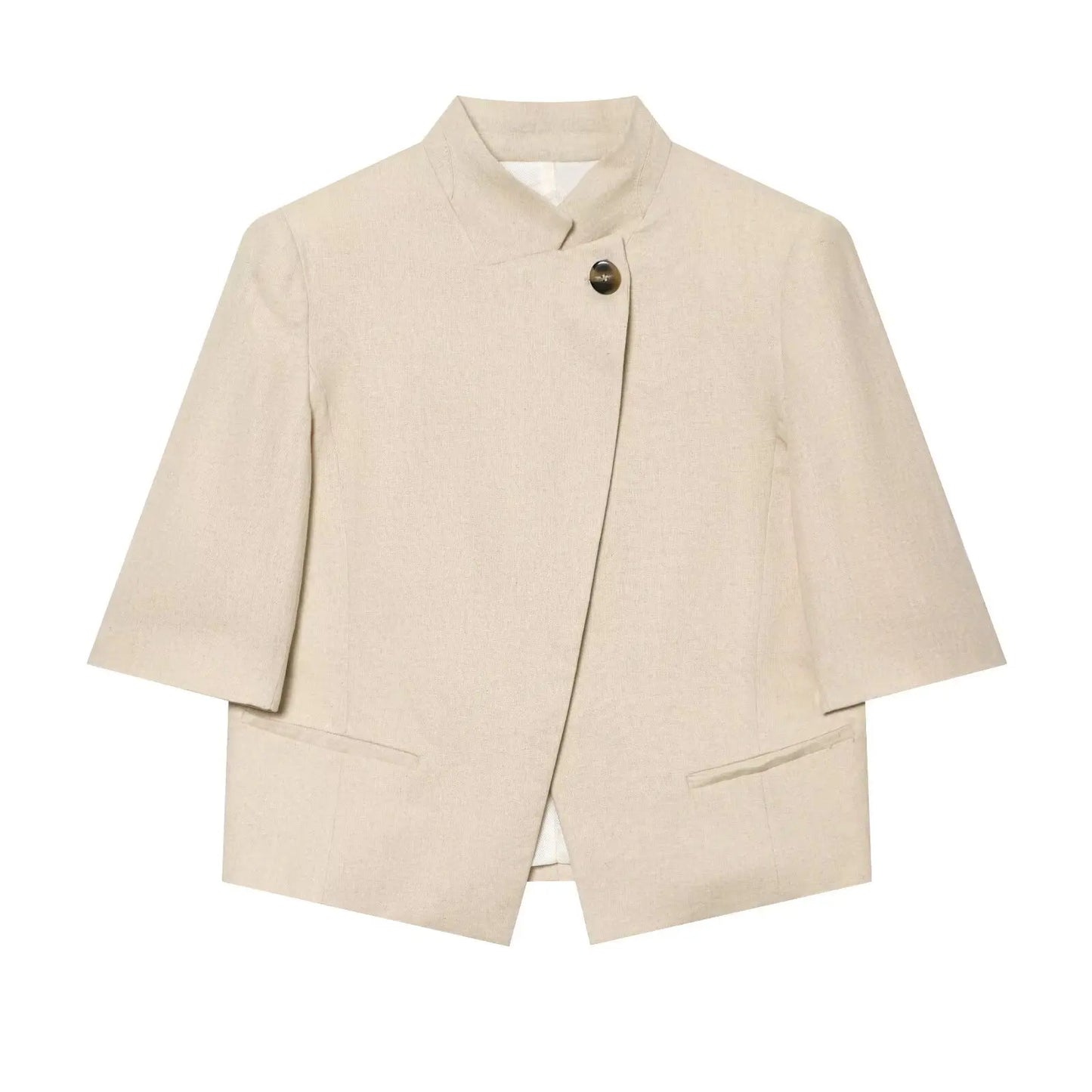Short Sleeve Blazer with Shoulder Pads | Wovetsa