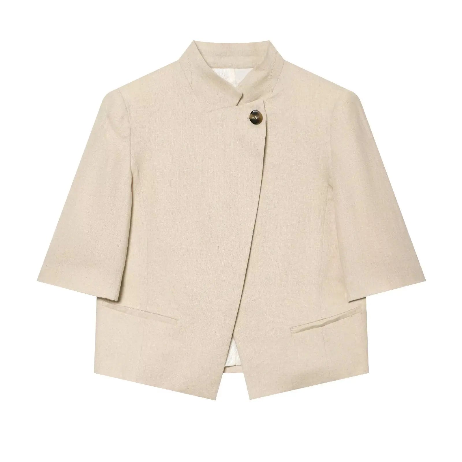 Short Sleeve Blazer with Shoulder Pads | Wovetsa