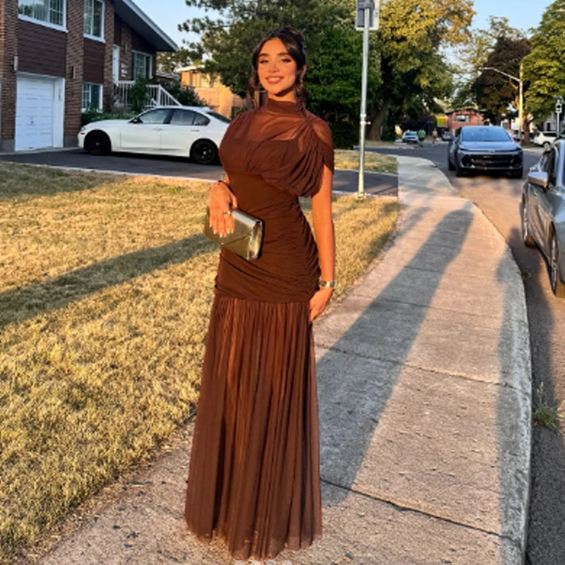 Mesh Ruched Midi Dress | Wovetsa