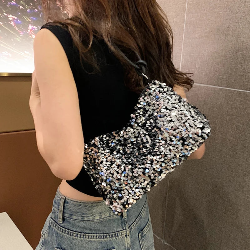 Sequin Embellished Evening Shoulder Bag | Wovetsa