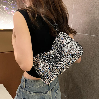 Sequin Embellished Evening Shoulder Bag | Wovetsa