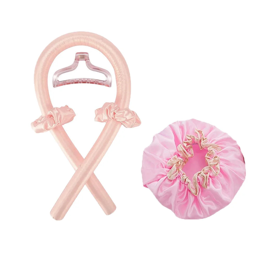 Satin Silk Sleep Cap & Heatless Curler Set | Wovetsa