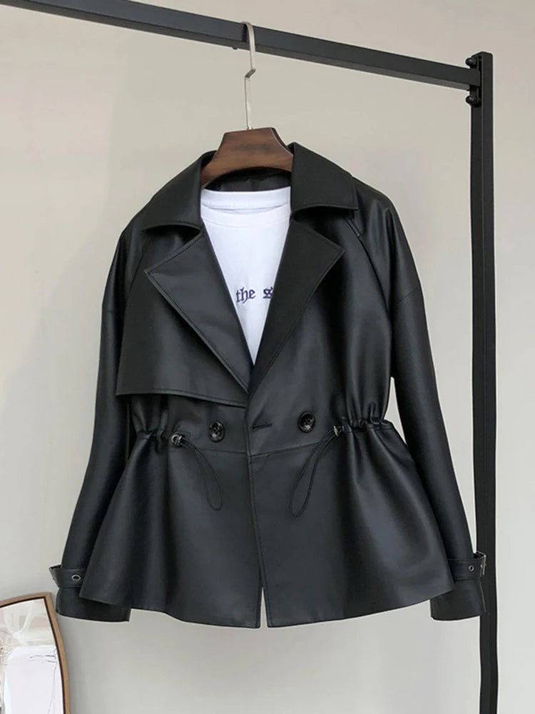 Short Black Faux Leather Jacket | Wovetsa