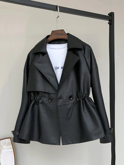 Short Black Faux Leather Jacket | Wovetsa