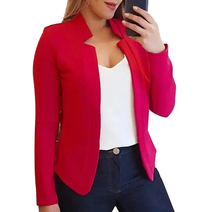 Open Stitch Mandarin Collar Blazer | Wovetsa