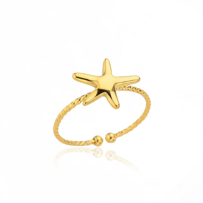 Gold-Tone Stainless Steel Cocktail Ring | Wovetsa