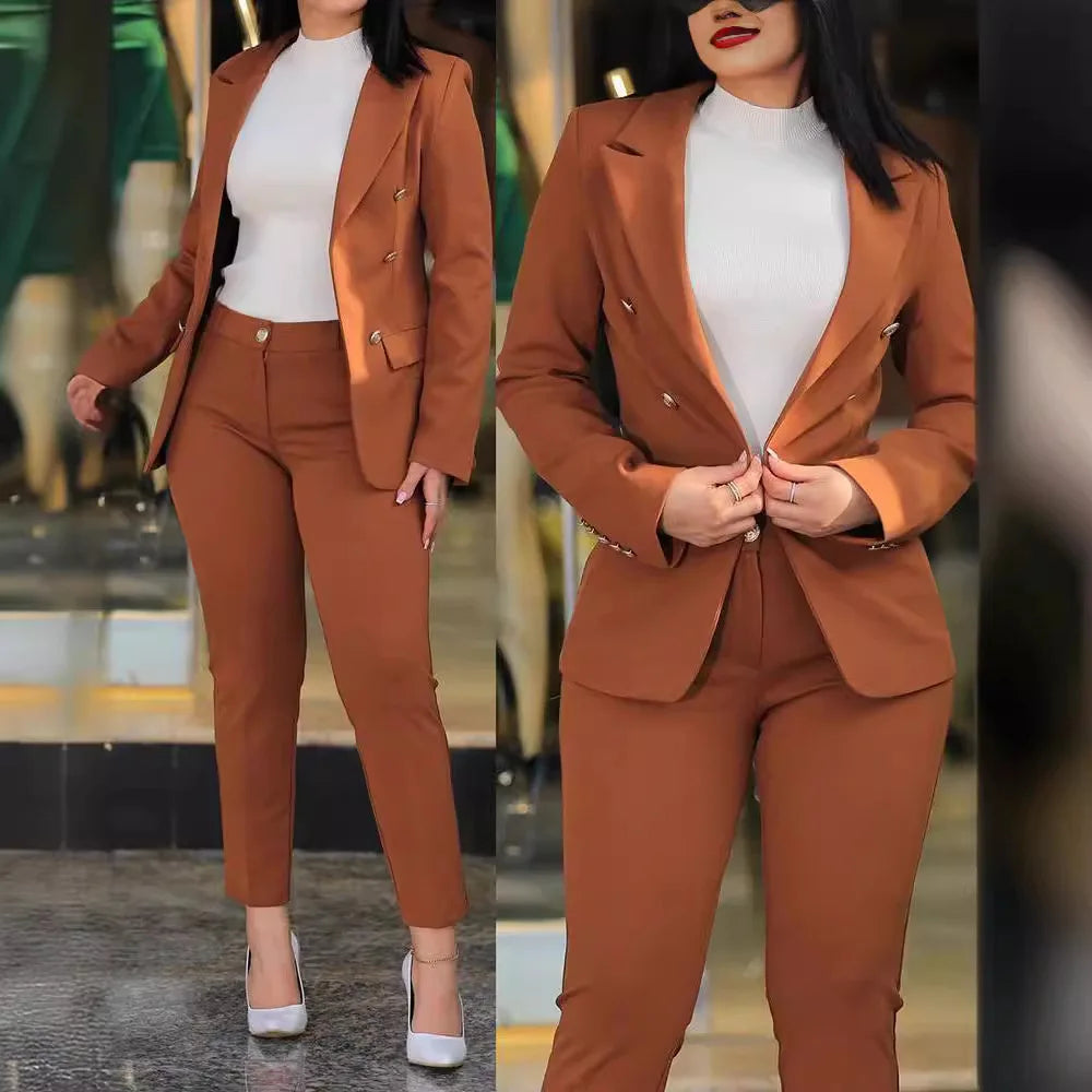 Slim Fit Blazer & Straight Leg Pants Two Piece Suit | Wovetsa