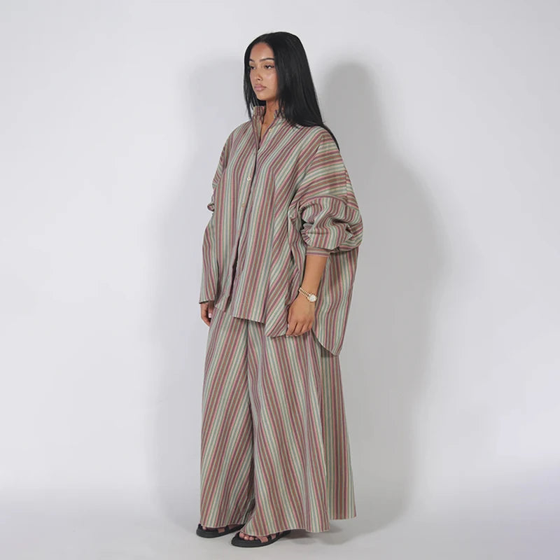 Lapel Shirt & Wide-Leg Pant Set | Wovetsa
