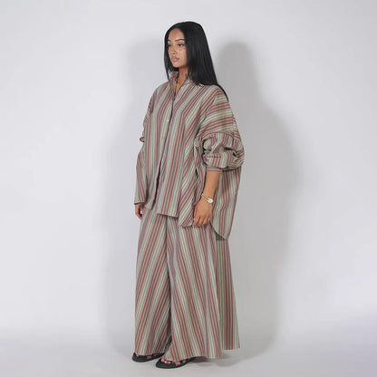 Lapel Shirt & Wide-Leg Pant Set | Wovetsa
