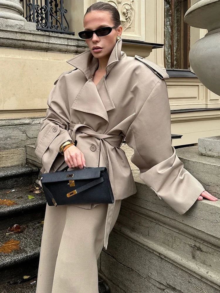 Women's Lapel Belted Trench Coat | Wovetsa