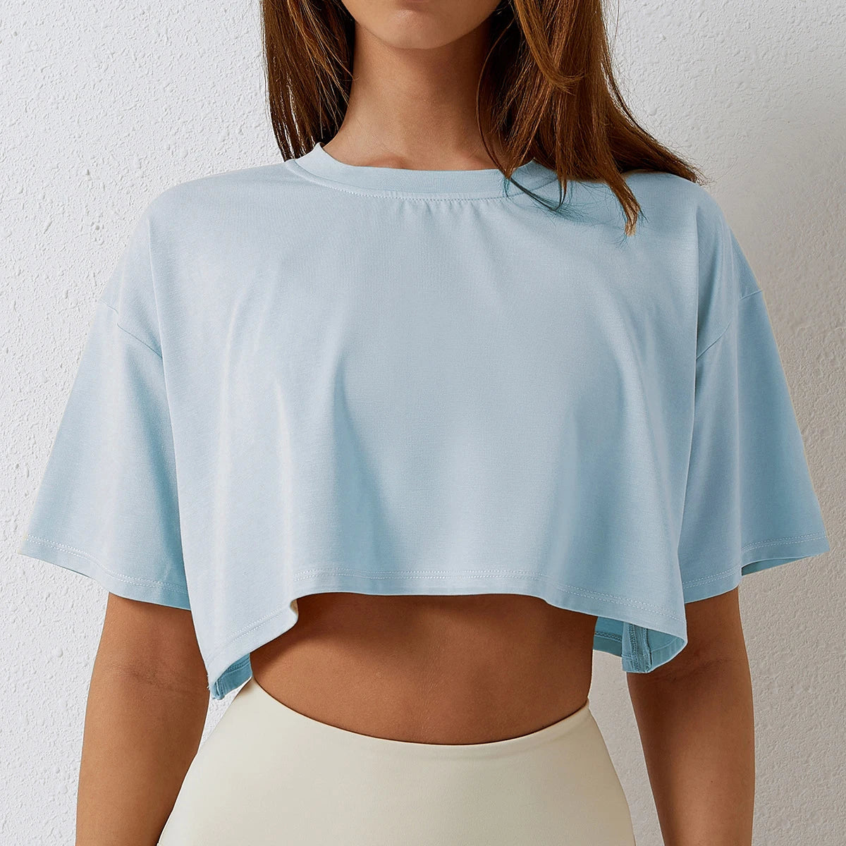 Women's Cotton Blend Short Sleeve Sport T-Shirt Loose Fit Yoga Fitness Casual Top