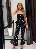 Elegant Polka Dot Women's Jumpsuit Sleeveless Waist-closed Backless Tube Top Lady Long Romper 2026 Summer Fashion Female Rompers