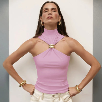 Metal Ring Knit Tank Top Y2K | Wovetsa
