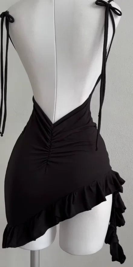 Y2K Backless Lace-Up Mini Dress | Wovetsa