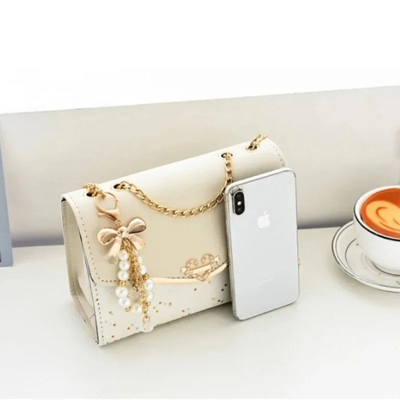 Chain Pendant PU Satchel Crossbody Bag | Wovetsa
