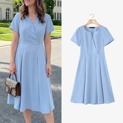 V-Neck A-Line Midi Dress | Wovetsa