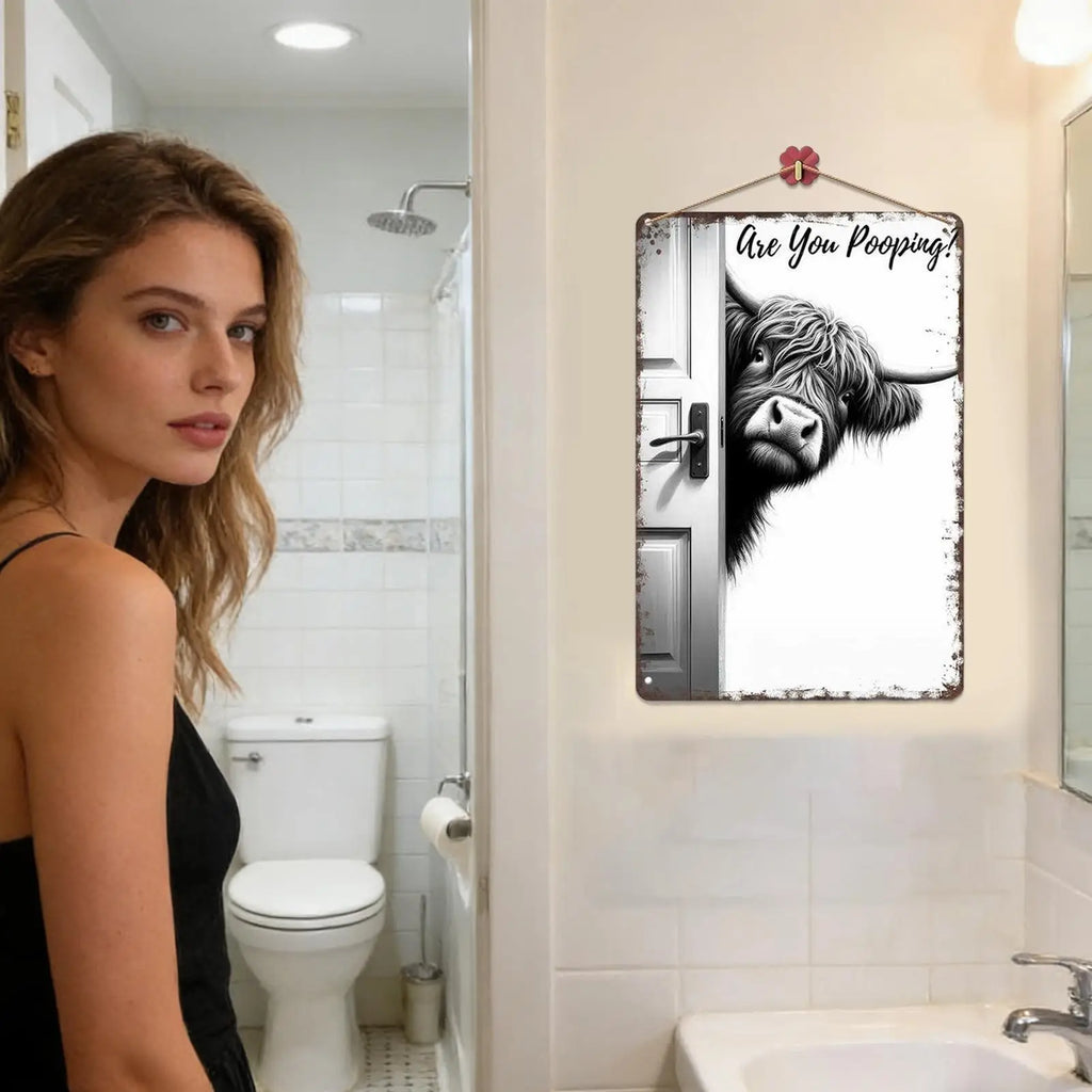 Funny Farmhouse Bathroom Wall Art Sign | Wovetsa