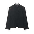 Solid O-Neck Straight Blazer | Wovetsa