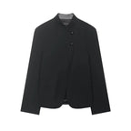 Solid O-Neck Straight Blazer | Wovetsa