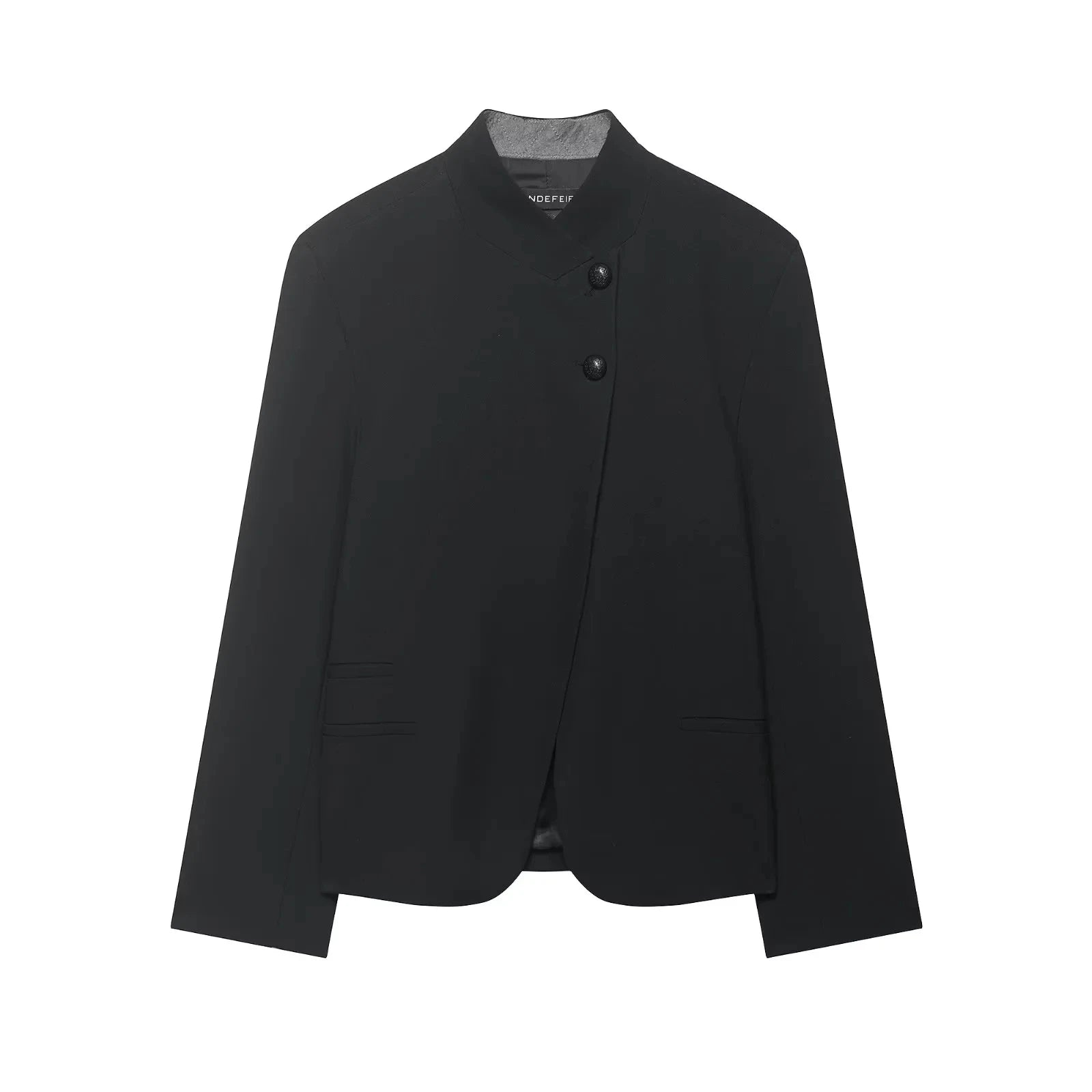 Solid O-Neck Straight Blazer | Wovetsa