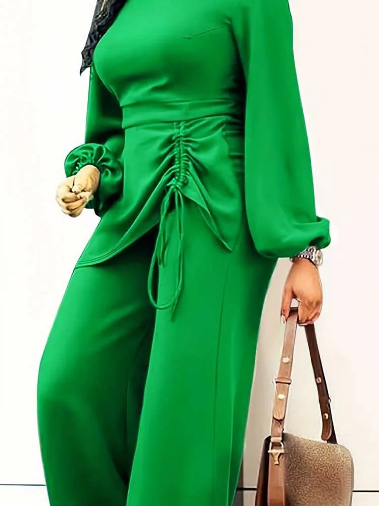 Plus Size Draped Long Sleeve Jumpsuit | Wovetsa