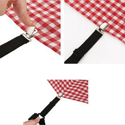 Bed Sheet Holder Clips 4-Pack Adjustable Elastic Straps | Wovetsa
