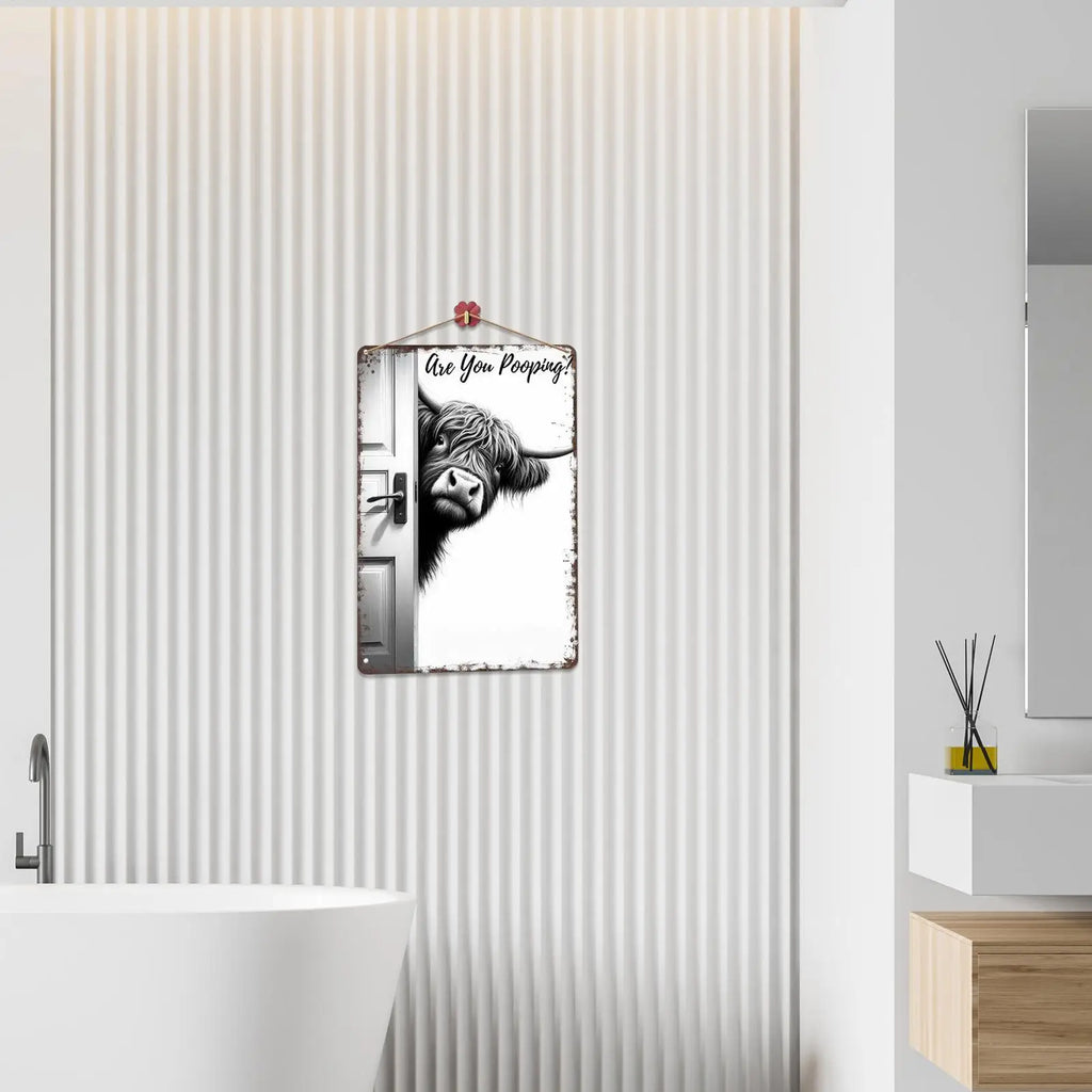 Funny Farmhouse Bathroom Wall Art Sign | Wovetsa