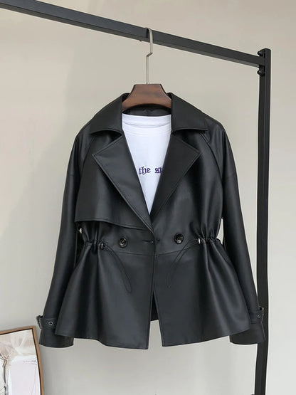 Short Black Faux Leather Jacket | Wovetsa
