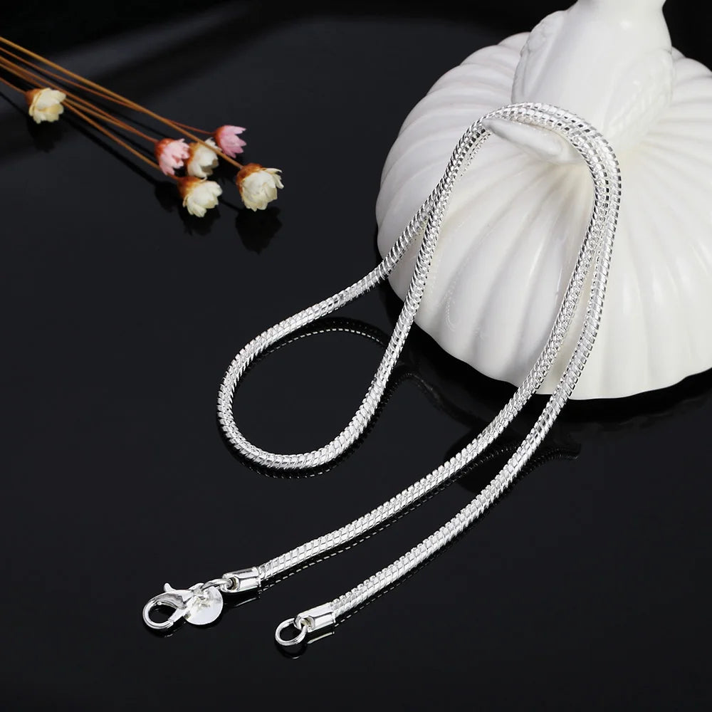 925 Silver Snake Chain Necklace (1mm / 2mm / 3mm) | Wovetsa