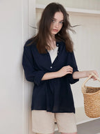 Lyocell Linen Long Sleeve Cardigan Shirt | Wovetsa