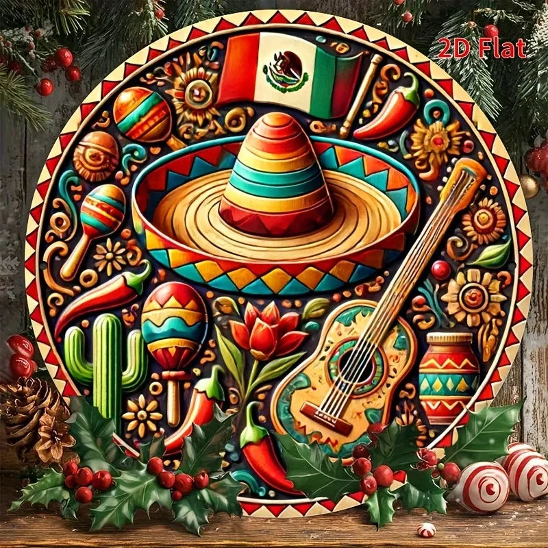 Mexican Round Metal Wall Art | Wovetsa