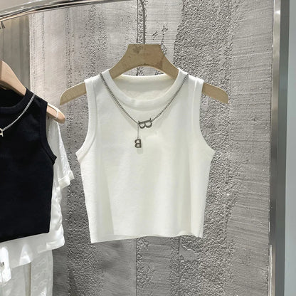 Striped Knit Sleeveless Top | Wovetsa