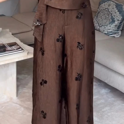 Sequin Halter Top & Wide-Leg Pants | Wovetsa