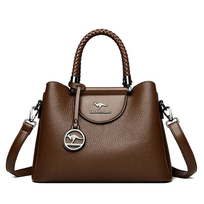 3-Layer PU Leather Tote Shoulder Bag | Wovetsa