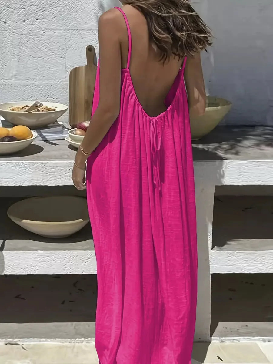 Loose Fit Spaghetti Strap Vacation Dress | Wovetsa
