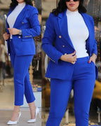 Slim Fit Blazer & Straight Leg Pants Two Piece Suit | Wovetsa