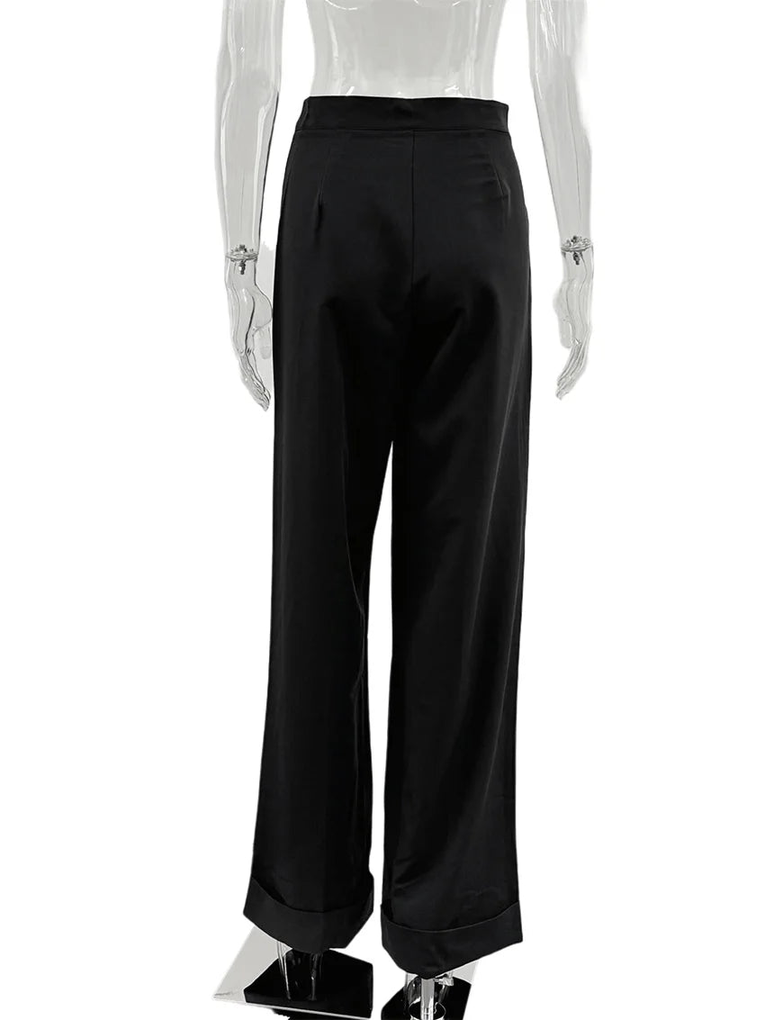 High-Waist Wide-Leg Office Trousers | Wovetsa
