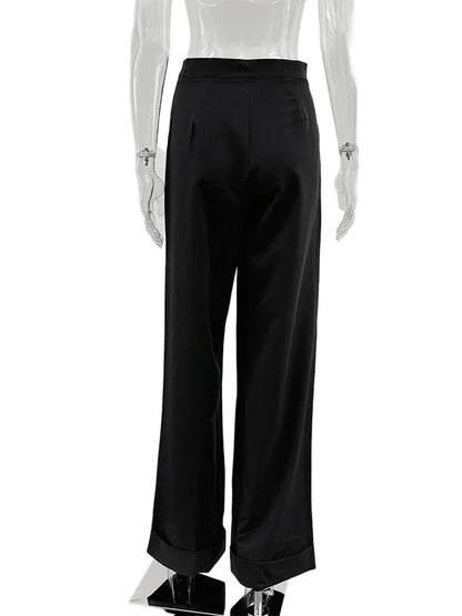 High-Waist Wide-Leg Office Trousers | Wovetsa