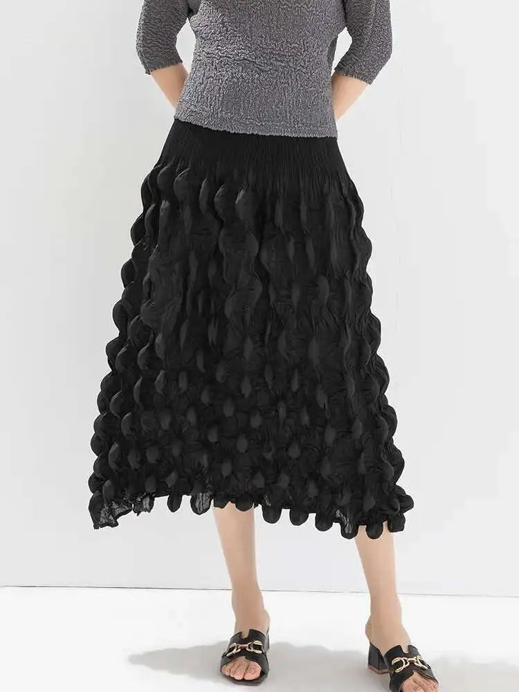 Pleated A-Line Midi Skirt | Wovetsa