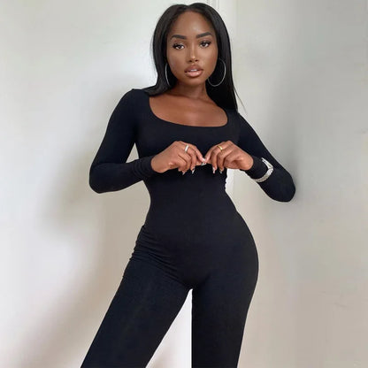 Skinny Long Sleeve Bodycon Jumpsuit | Wovetsa