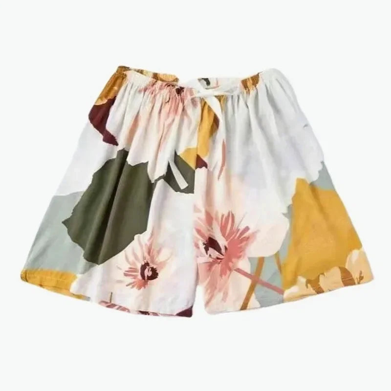 Floral High Waist Drawstring Shorts | Wovetsa