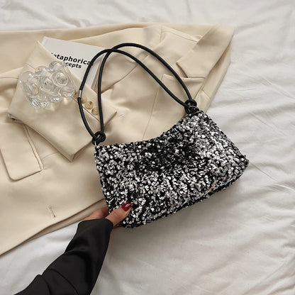 Sequin Embellished Evening Shoulder Bag | Wovetsa