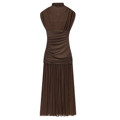 Mesh Ruched Midi Dress | Wovetsa