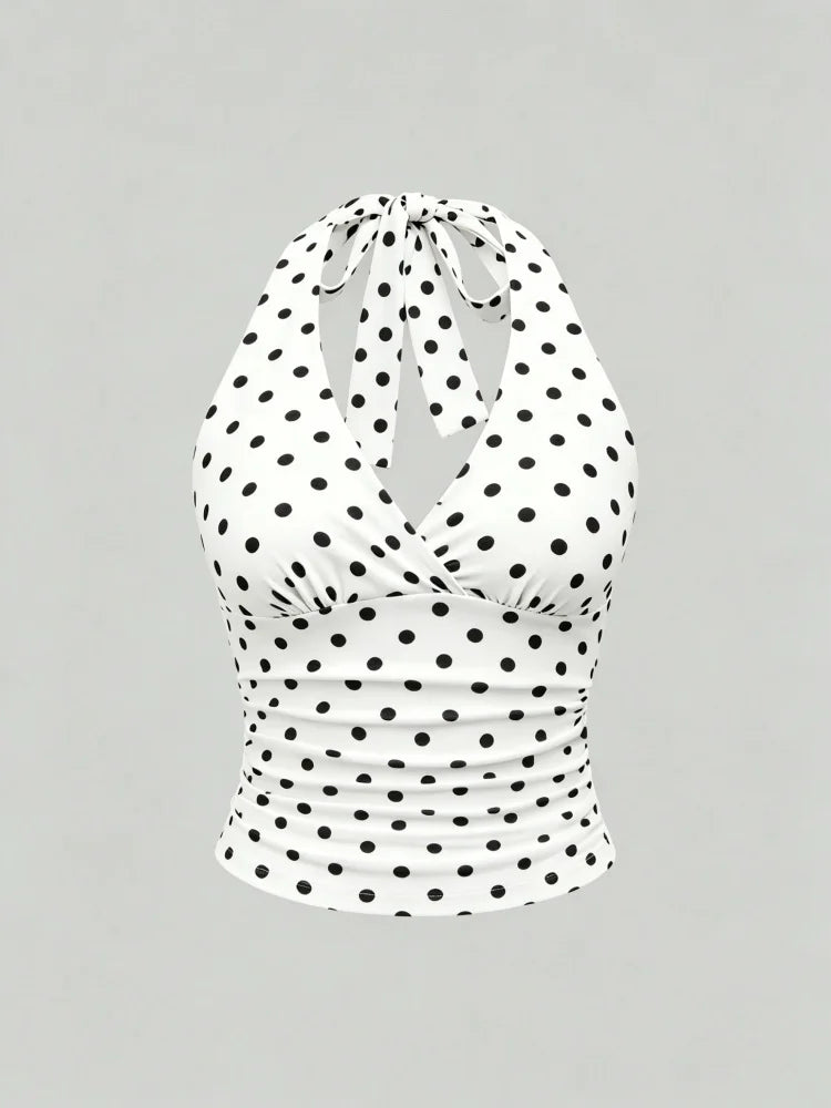 Y2K Backless Halter Ruched Crop Top | Wovetsa