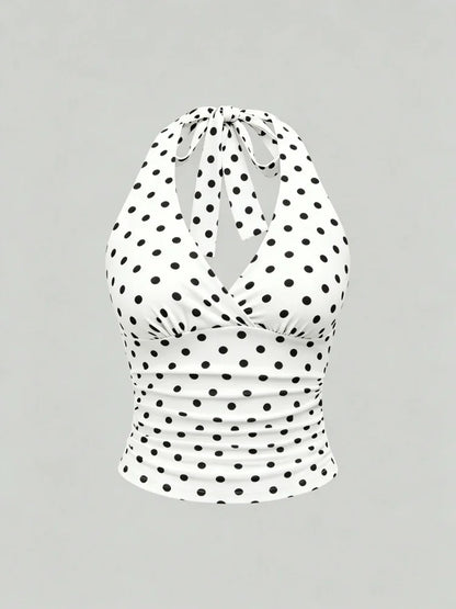 Y2K Backless Halter Ruched Crop Top | Wovetsa