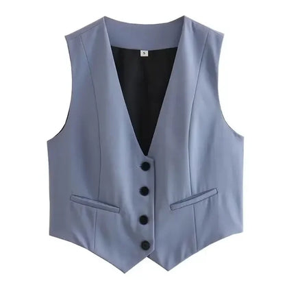 Cropped Suit Vest | Wovetsa