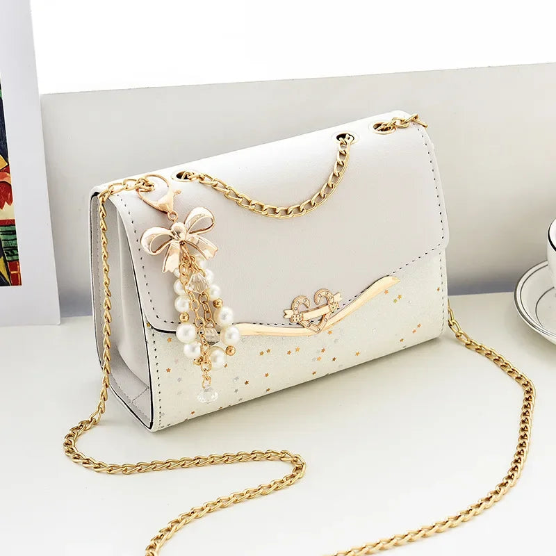 Chain Pendant PU Satchel Crossbody Bag | Wovetsa