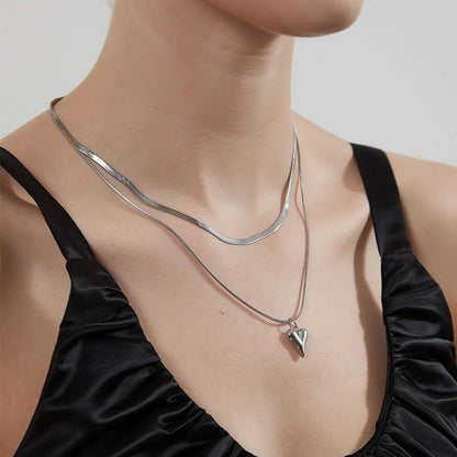 Double Layer Heart Pendant Necklace | Wovetsa