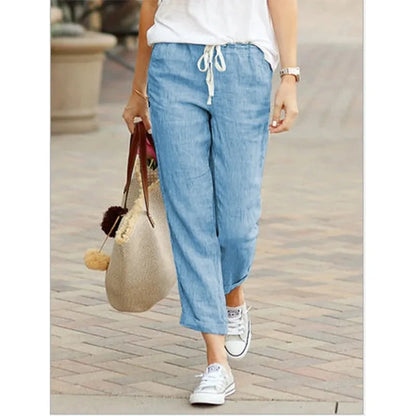 Y2K Drawstring Cotton Ankle Pants | Wovetsa
